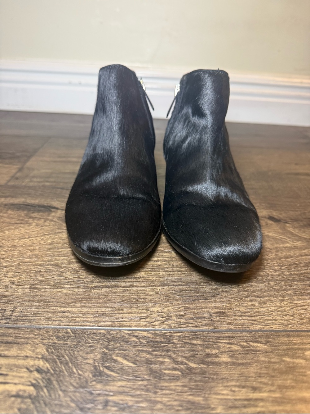 Sam Edelman Black Dyed Cow Fur Ankle Zip Booties Leather Size US 6M - Picture 5 of 11